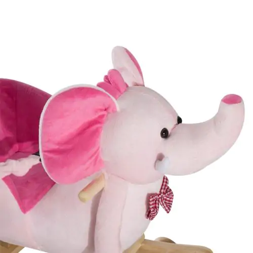 HOMCOM Kids 2 in 1 Rocking Elephant W/Wheels and Sound-Pink