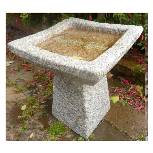 Eastern Square Birdbath Grey Granite (40x35x35)