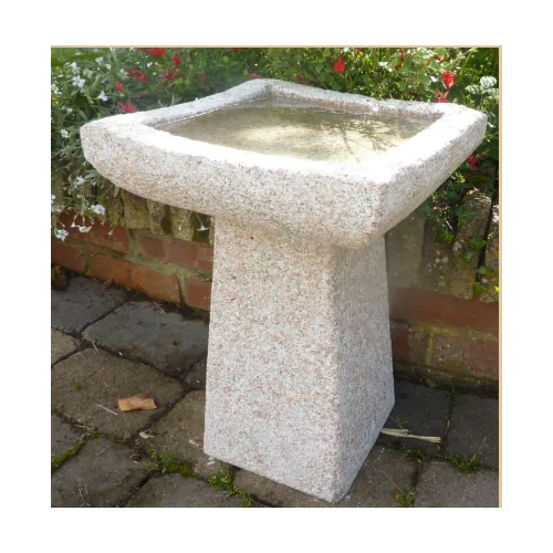 Eastern Tall Square Birdbath Grey Granite (50x35x35)