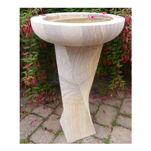 Eastern Rainbow Sandstone Birdbath With Twisted Column (77x45x45)