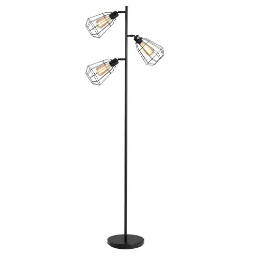  Steel Tri-Head Floor Lamp Black