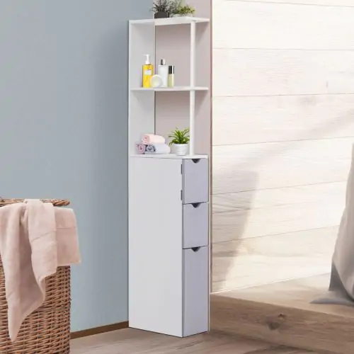  Bathroom Storage Cupboard,15Wx31.5Dx34H cm-White