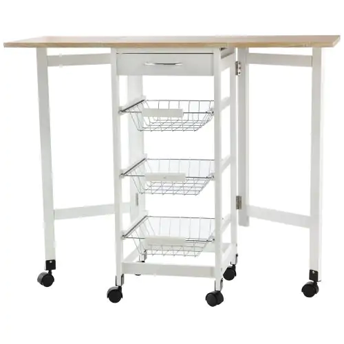  MDF Extendable Kitchen Island Trolley White