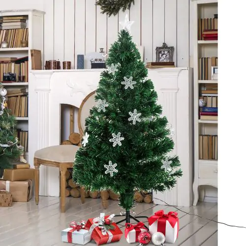  4ft 120cm Green Artificial Christmas Tree W/ Showflakes Lights