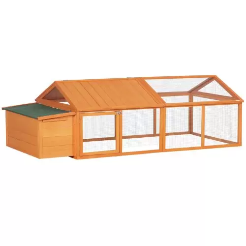 PawHut Wooden Chicken Coop with Nesting Box, Openable Roof, for 4 8 Chickens