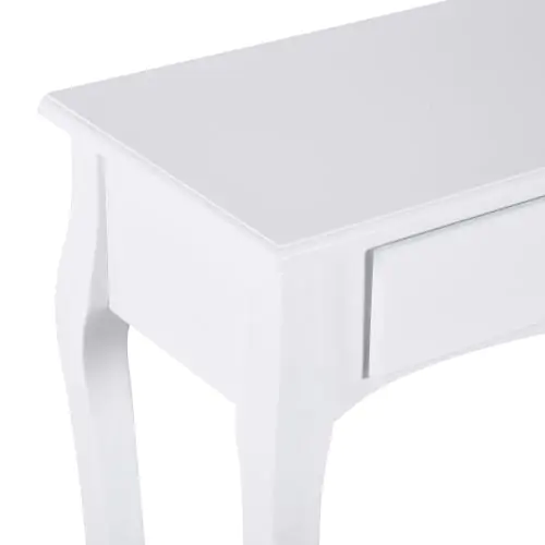  Console Table With 2 Drawers, MDF-Ivory White