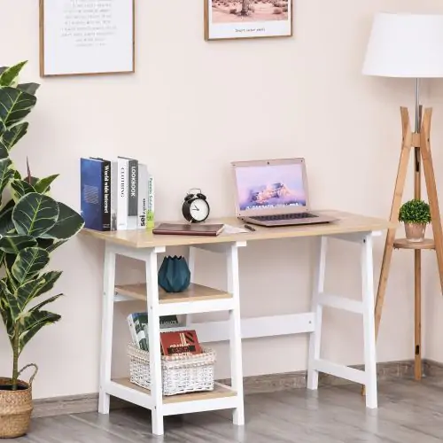  compact Writing Table w/Shelf, white