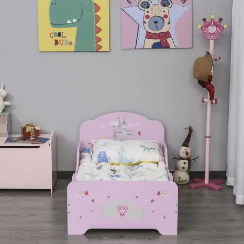  MDF Kids Castle Design Kids Single Bed Pink