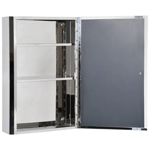  60L×40W×13T cm Stainless Steel Wall Mirror Cabinet-Silver