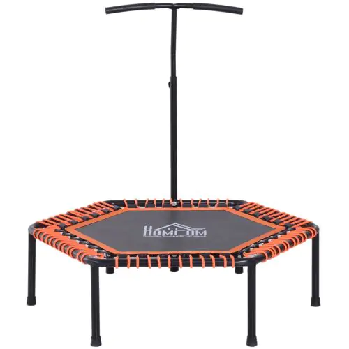  Mini Trampoline W/Adjustable Handle Bar - Black/Orange