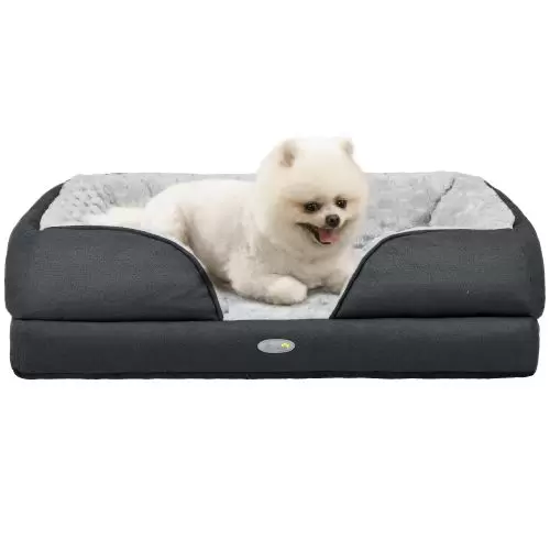 PawHut Calming Dog Bed Pet Mattress w Removable Cover, Anti Slip Bottom, for Small Dogs, 70L x 50W x 18Hcm Charcoal Grey