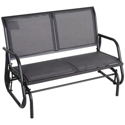 Outsunny 2-Person Outdoor Glider Bench Patio Double Swing Chair Loveseat w/Power Coated Steel Frame for Backyard Garden Porch, Grey