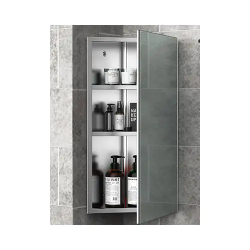  Stainless Steel Bathroom Corner Mirror Cabinet, 1 Door