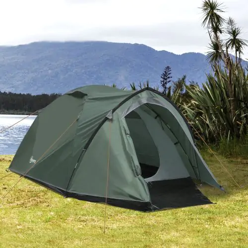  Dome Tent for 3-4 Person Family Tent with Large Windows Waterproof Green