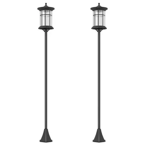 Outsunny Set of Two 1.8m Traditional Style Solar Lamp Posts Black