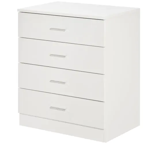  Storage Cabinet Vertical Drawer Chest of 4 w/ Metal Rails Anti-Tip, White