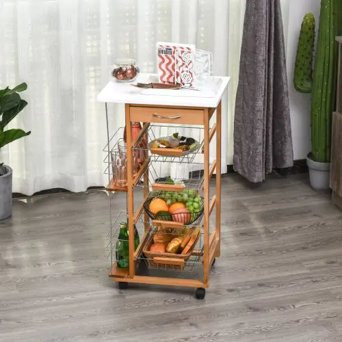  MDF Multifunction Kitchen Island Trolley Brown