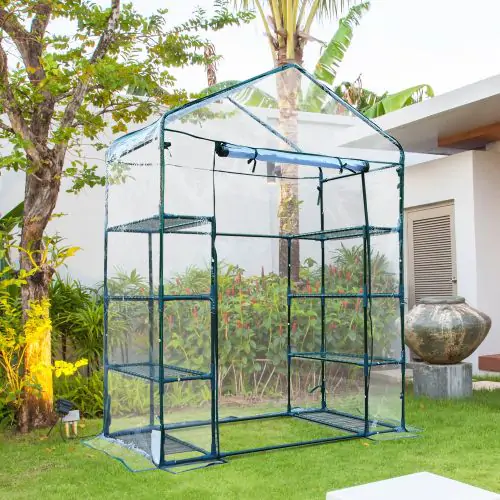 Outsunny 143Lx73Wx195H cm Steel Frame Polytunnel Greenhouse-Deep Green