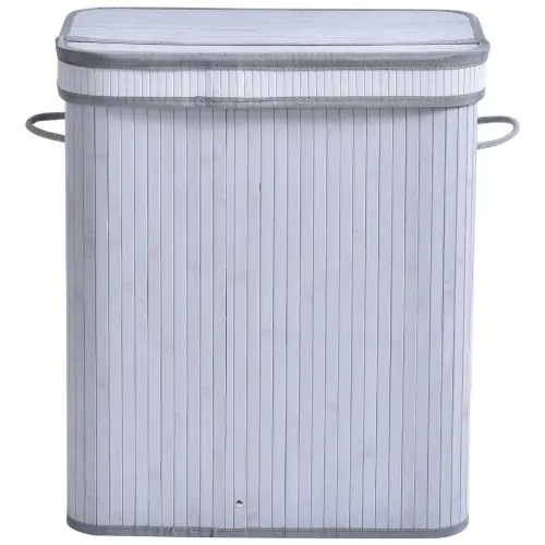  100L Flip Lid Bamboo Laundry Basket Grey