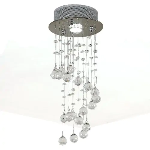  Crystal Ceiling Chandelier, Spiral Rain Drop-Silver/Crystal 