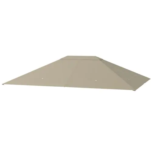 Outsunny 3 x 4m Gazebo Canopy Replacement Cover, Gazebo Roof Replacement (TOP COVER ONLY), Khaki