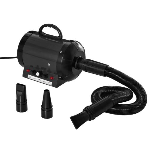 PawHut 2800W Dog Hair Dryer Pet Grooming Blaster Water Blower Dryer w 3 Nozzles, Black