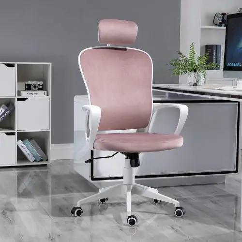 Vinsetto High-back Rocking, Chair, w/ adjustable headrest pink/white