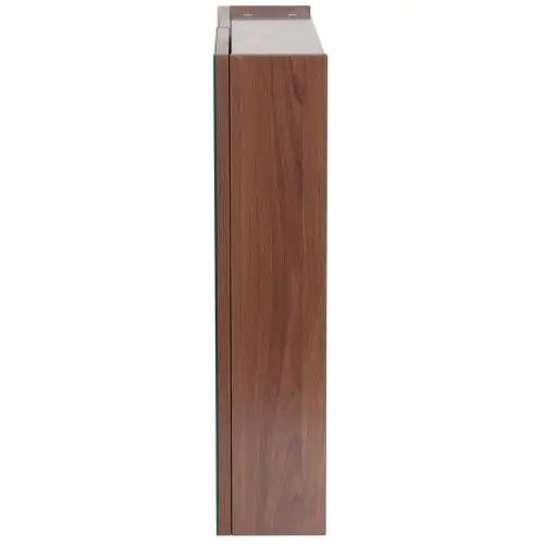 kleankin Wall Mounted Glass Bathroom Mirror Cabinet Storage Shelf, 63Wx60Hx13.5T cm-Light Walnut