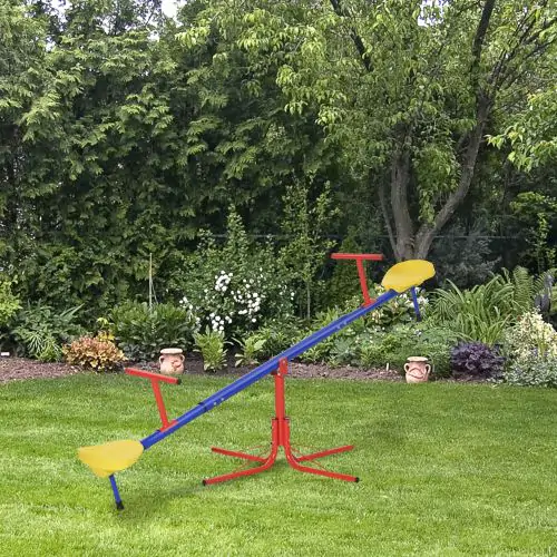 Outsunny Kids 360 Degree Rotating Metal Seesaw Swivel Teeter Totter Outdoor Toys