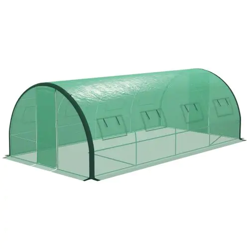 Outsunny Polyethylene Upgraded Structure Walk-in Polytunnel Greenhouse, 6 x 3(m), Green