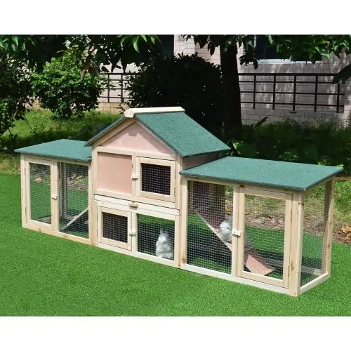  Guinea Pigs Hutches, 210Lx45.5Wx84.5H cm, Fir Wood-Natural Wood Colour