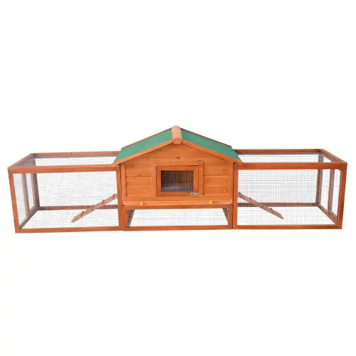 PawHut Wooden Animal Cage Rabbit Hutch W/ Ramp-Golden Red