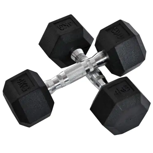  2x4kg Rubber Dumbbell Sports Hex Weights Sets Home Gym Fitness Dumbbell Kit