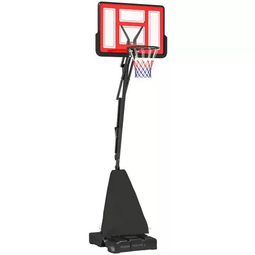 SPORTNOW Basketball Hoop Outdoor, Height Adjustable Basketball Hoop and Stand with Rebound System, Weighted Base, Portable on Wheels, 2.45 3.05m, for Teens, Juniors, Adults, Red