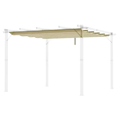 Outsunny Retractable Pergola Shade Cover, Replacement Canopy Fabric for 3 x 3 (m) Pergola, Gazebo Retractable Roof, Beige