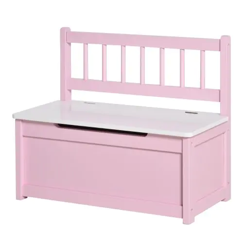  2-in-1 Wooden Toy Box Kids Seat Bench Storage Chest w/ Pneumatic Rod