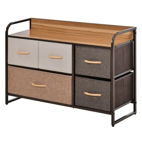  Drawers Storage Tower Dresser with Wood Top, Steel Frame, Storage Organizer