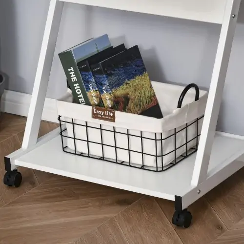  Particle Board Rolling Computer Desk w/ Wheel Lock - White 