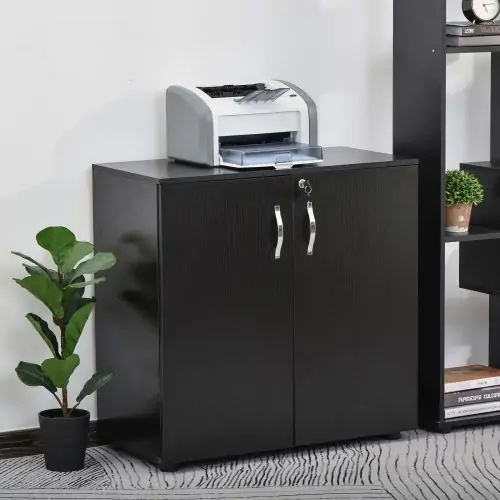 Vinsetto Particle Board 2-Tier Lockable Filing Cabinet Black 