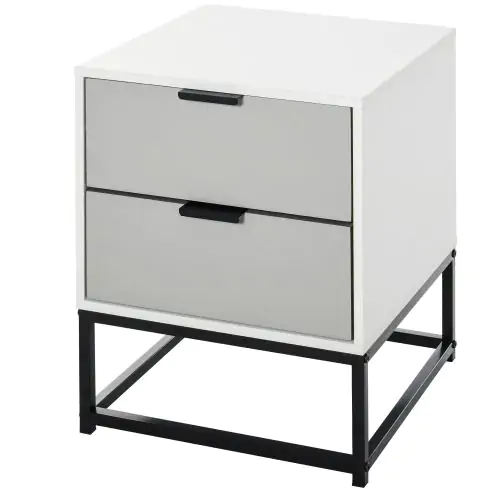  Steel Elevated 2-Drawer Bedside Cabinet White