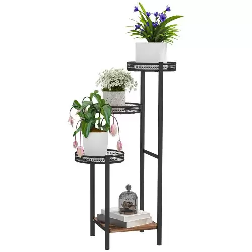 Outsunny Four Tier Steel Plant Stand Black