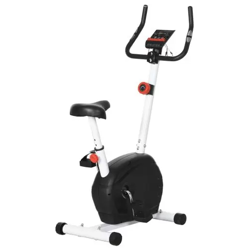 SPORTNOW Quiet Exercise Bike with 8 Level Magnetic Resistance and Heart Rate Sensor, for Home Gym, White and black