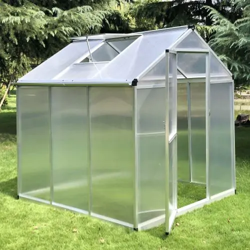  182x190x195cm Clear Polycarbonate Sheet Walk-In Greenhouse