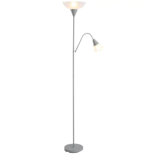  Modern Steel Duo-Head Floor Reading Lamp for Living Room Silver