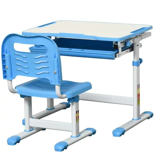  Kids Desk and Chair Set Height Adjustable Tiltable with Drawer Pen Slot Hook