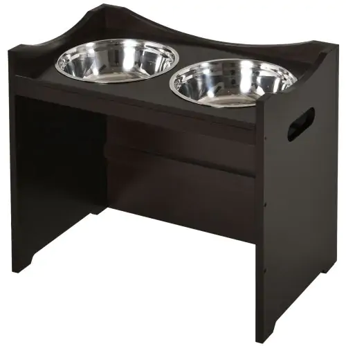  MDF Elevated Duo Pet Bowl Feeder Brown