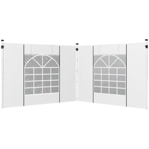 Outsunny Gazebo Side Panels, 2 Pack Sides Replacement, for 3x3(m) or 3x6m Pop Up Gazebo, with Windows and Doors, White