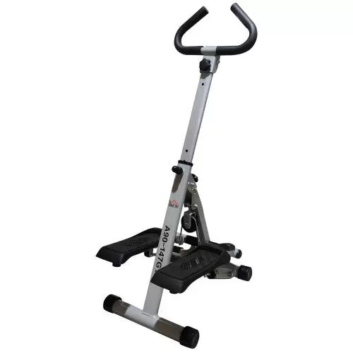 HOMCOM Stepper w Handle Hand Grip Workout Fitness Machine For Fitness Aerobic Exercise Home Gym Grey