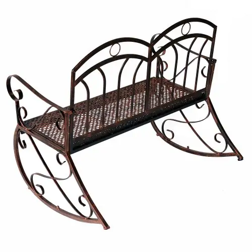 Outdoor Iron Rocking Chair-Bronze Red 