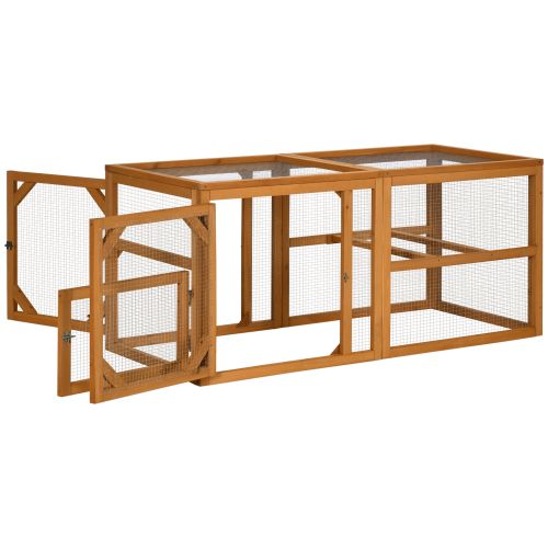 PawHut Wooden Chicken Coop with Perches, Doors, Combinable Design, for 2 4 Chickens Natural Wood Colour